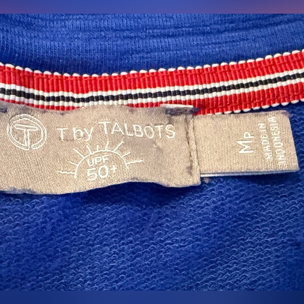 T by Talbots Tops and Tees UPF 50+ blue SLUB-TERRY PULLOVER/size MP - Picture 10 of 11